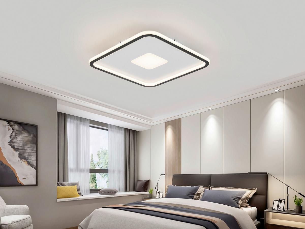 LAMPA SUFITOWA LED HINA - czarny, Modern, tworzywo sztuczne/metal (40/40/4,5cm) - Bessagi Home