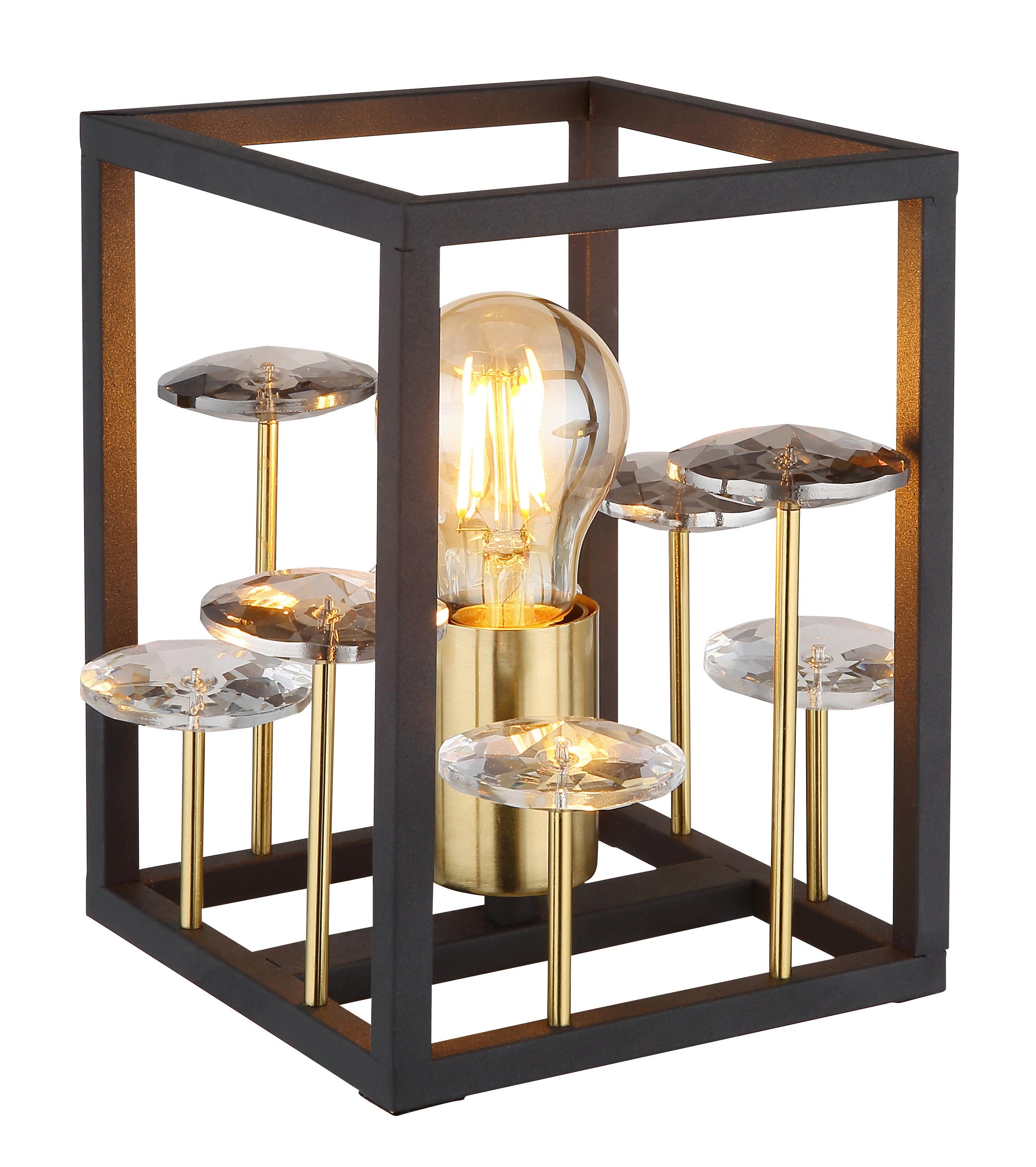 Tischleuchte Lisbon Gold/Schwarz max. 40 Watt - Klar/Goldfarben, Basics, Glas/Kunststoff (15/15/20cm) - Globo