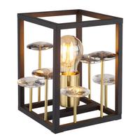 Tischleuchte Lisbon Gold/Schwarz max. 40 Watt - Klar/Goldfarben, Basics, Glas/Kunststoff (15/15/20cm) - Globo