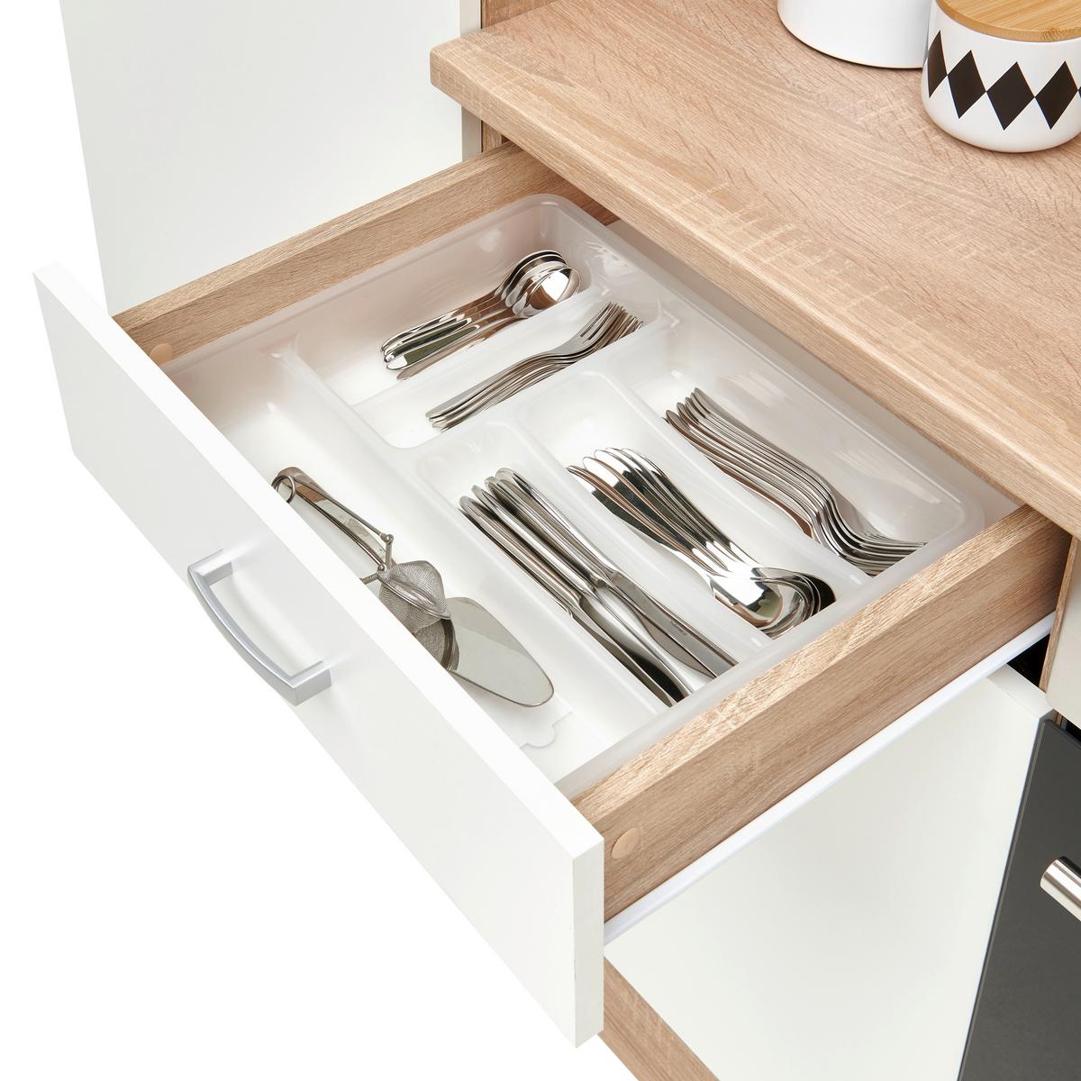 Küchenblock Economy mit Geräte Weiß/Eiche ca. B: 270 cm - Eichefarben/Weiß, Basics, Holzwerkstoff (270cm) - Respekta