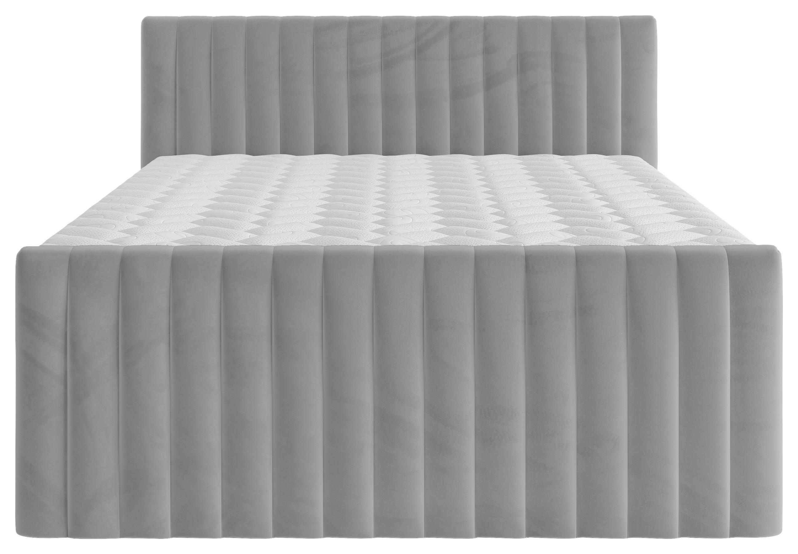 Boxspringbett Simon in Dunkelgrau ca. 160x200cm - Dunkelgrau/Schwarz, Konventionell, Holzwerkstoff/Kunststoff (160/200cm) - Premium Living