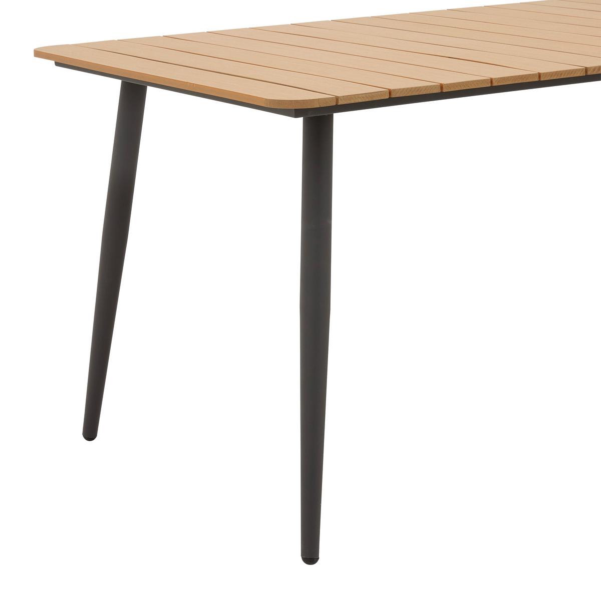 Gartenset Zophia Grau Metall/Polywood - Dunkelgrau/Naturfarben, MODERN, Kunststoff/Metall (180/74/90cm) - Bessagi Garden