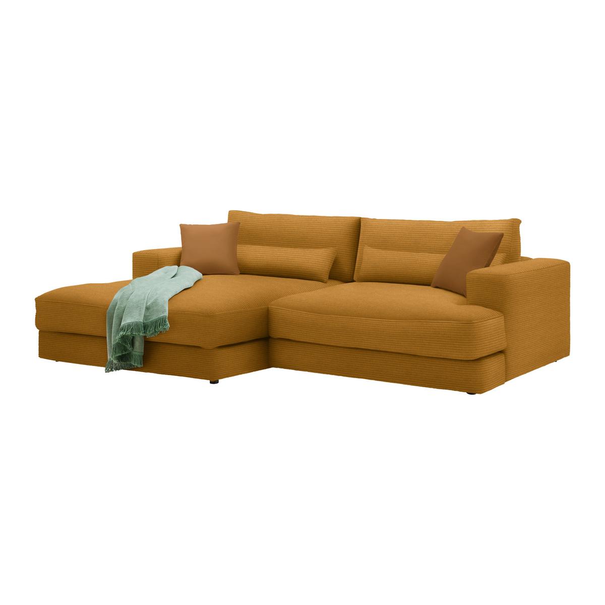 Ecksofa Fabiona links Senfgelb - Senfgelb/Schwarz, MODERN, Holz/Kunststoff (194/85/268cm) - Premium Living