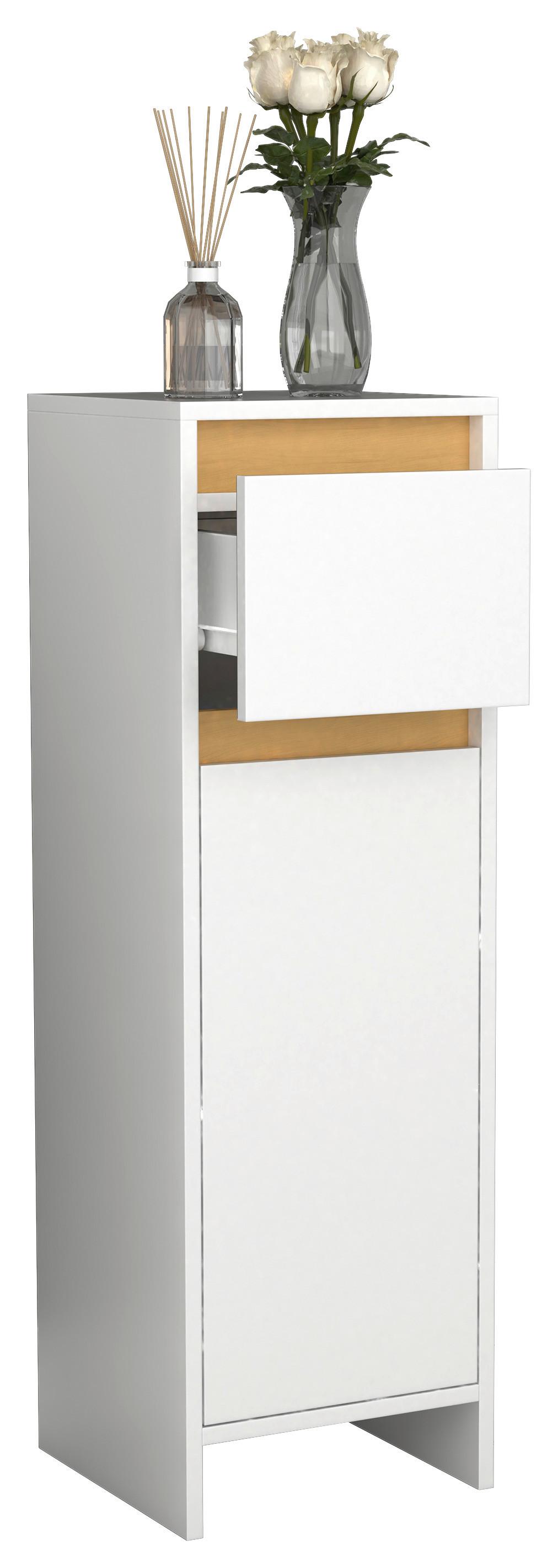 Highboard Malira ca. 30x95 cm Weiß/Eiche - Honigeiche/Weiß, MODERN, Holzwerkstoff (30/95/30cm) - MID.YOU