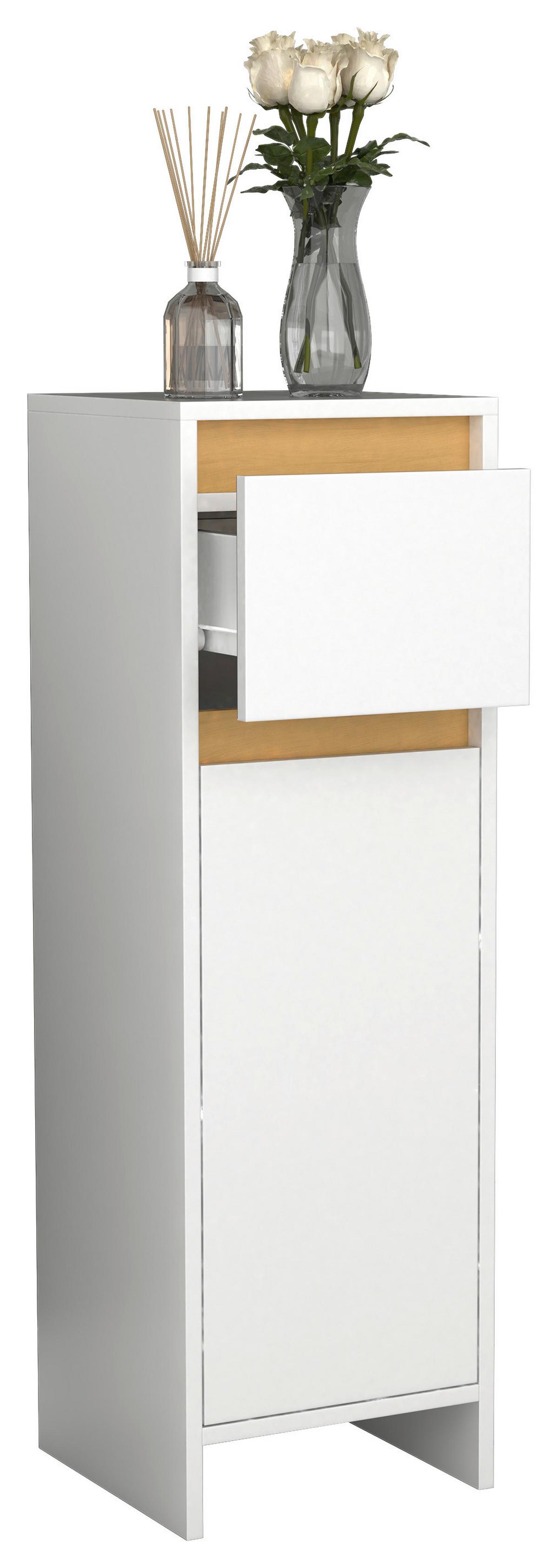 Highboard Malira ca. 30x95 cm Weiß/Eiche - Honigeiche/Weiß, MODERN, Holzwerkstoff (30/95/30cm) - MID.YOU