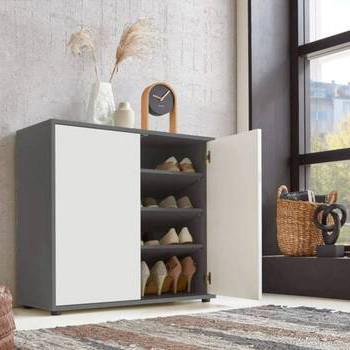 Sideboard Mailand Set 5 Anthrazit/Weiß - Anthrazit/Schwarz, MODERN, Holzwerkstoff/Kunststoff (237/73/33cm) - MID.YOU