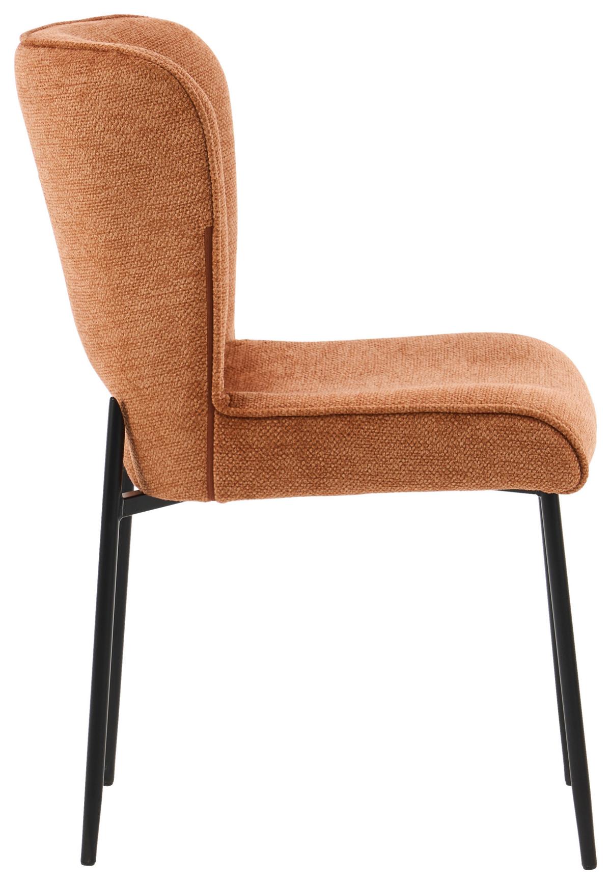 Stuhl Johanna Dunkelorange - Dunkelorange/Schwarz, MODERN, Textil/Metall (49/84/59,5cm) - Mömax