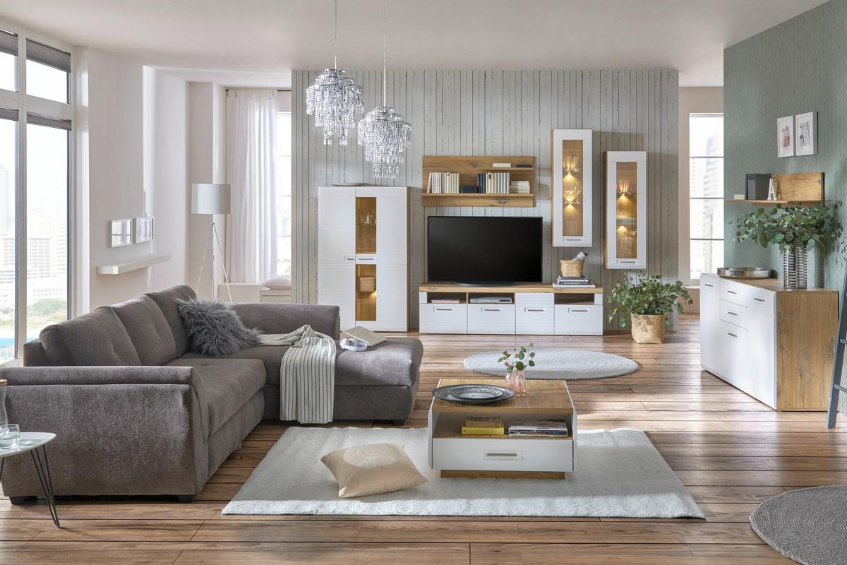 Vitrina Auris - bijela, Moderno, staklo/drvni materijal (60/204,2/37,1cm) - Modern Living