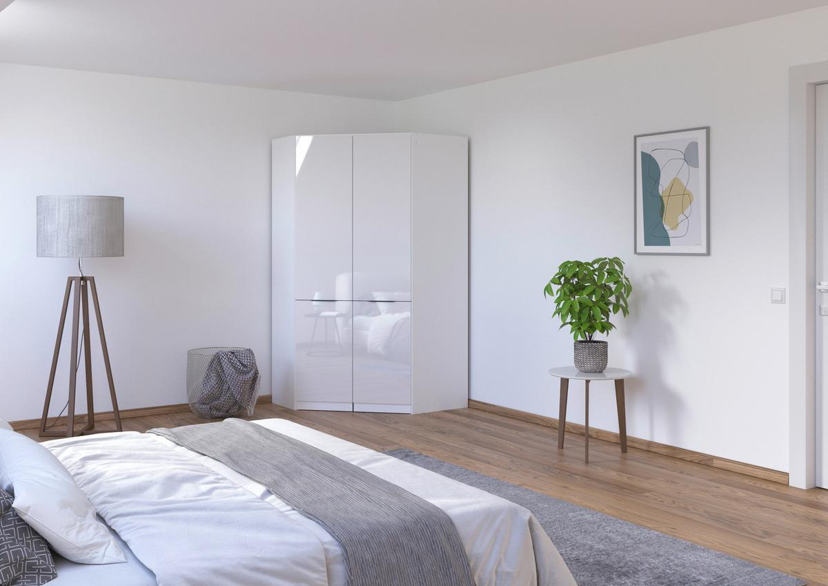 Ormar Kutni Max - bijela/siva, Konvencionalno, drvni materijal/plastika (117/210/104cm) - Modern Living