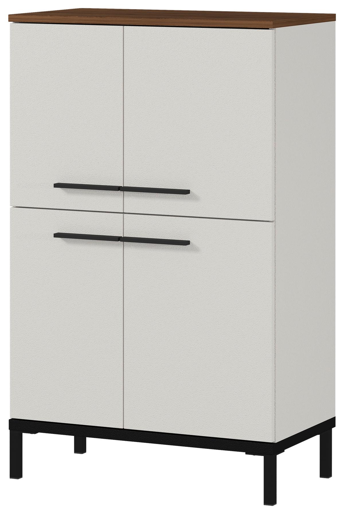 KOMODA WYSOKA YONKERS 573 - kolor orzechowy/czarny, Modern, materiał drewnopochodny/metal (60/97/34cm) - Xora