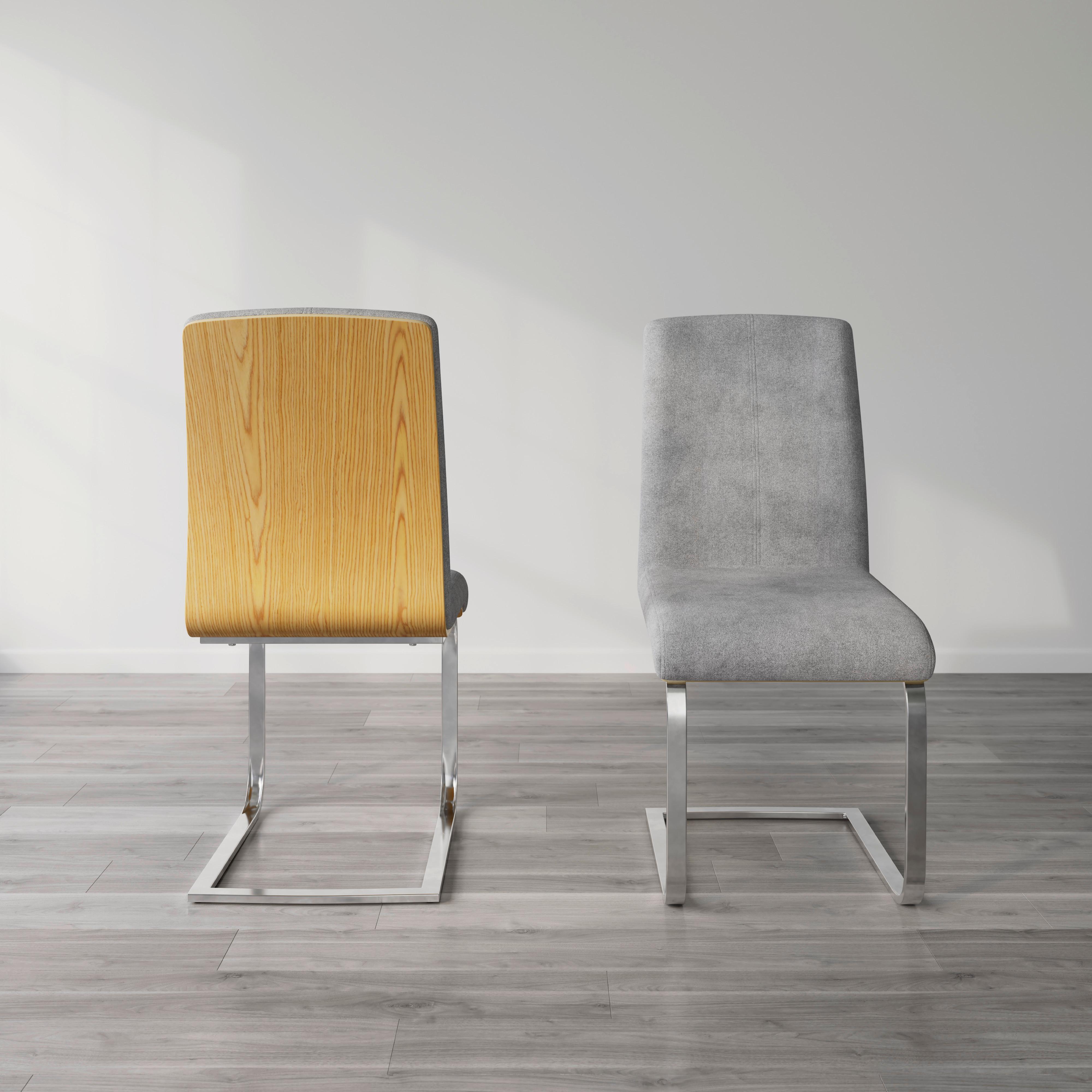 Schwingstuhl Nubia Grau Bouclé Gepolstert - Chromfarben/Eichefarben, MODERN, Holz/Textil (44/90/59cm) - Bessagi Home