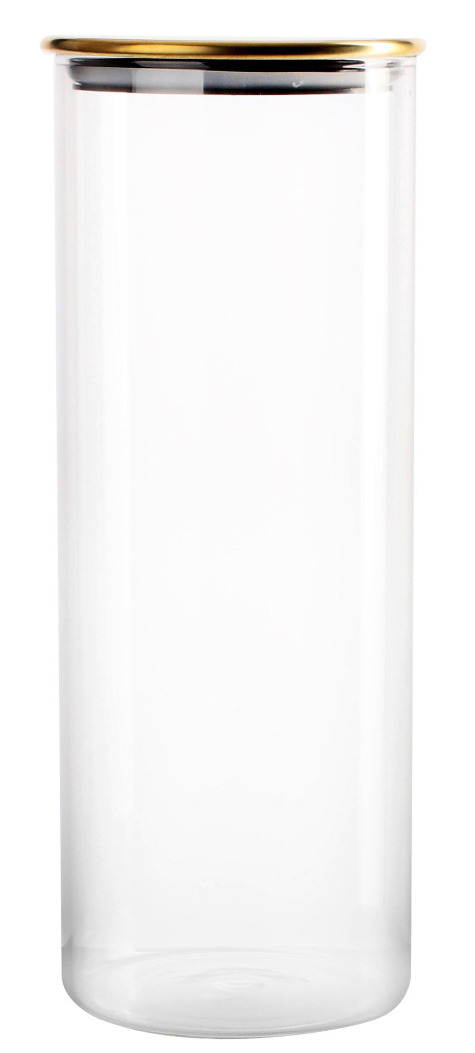 Vorratsdose Goldline aus Glas ca. 1,7 l - Transparent/Goldfarben, ROMANTIK / LANDHAUS, Glas/Kunststoff (10,6/27,5cm) - Mömax