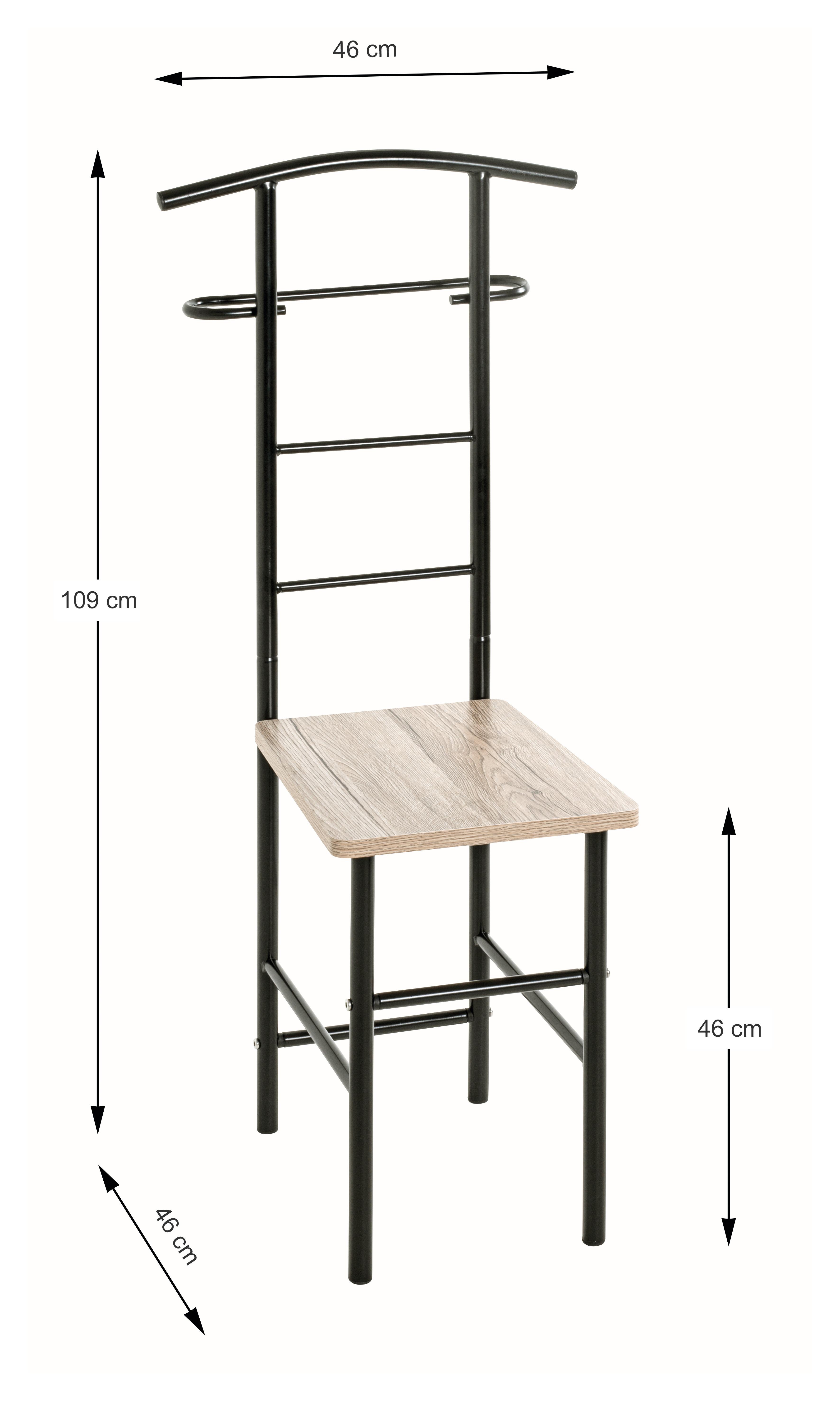 Samostoječi Obešalnik Rita Ii, Črna, Barva Hrasta - črna/hrast san remo, Moderno, kovina/leseni material (46/109/46cm) - Mömax
