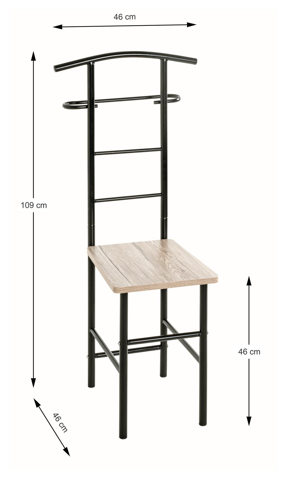 Kleiderständer in Schwarz/Eichefarben - Schwarz/Eiche San Remo, MODERN, Holzwerkstoff/Metall (46/109/46cm) - Mömax