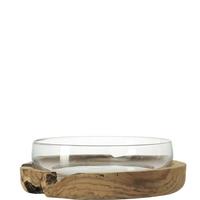 Dekoschale Braun - Klar/Braun, Basics, Glas/Holz (39/12/39cm) - Leonardo