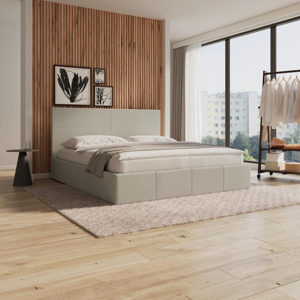 Oblazinjena Postelja Yara, 180x200, Svetlo Siva - črna/svetlo siva, Moderno, kovina/umetna masa (180/200cm) - Bessagi Home