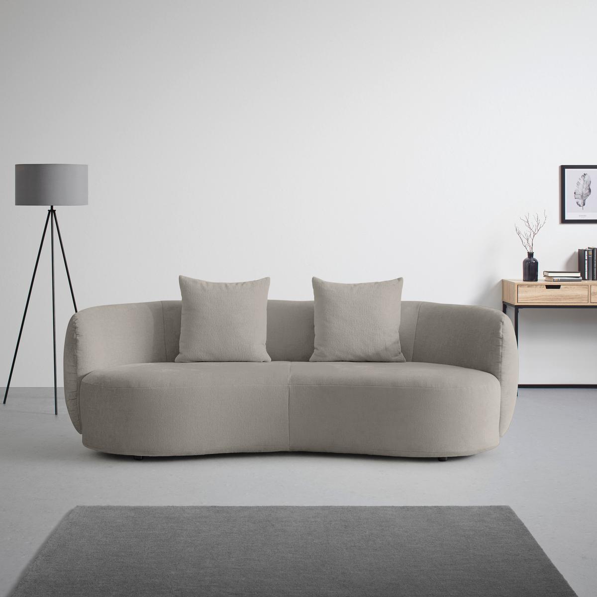 Bigsofa Runde Form, Inkl. 2 Kissen - Schwarz/Braun, Modern, Kunststoff/Textil (235/72/110cm) - Premium Living