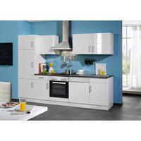 Küchenblock Nevada IV Weiß/Hochglanz mit Geräten - Chromfarben/Weiß Hochglanz, MODERN, Holzwerkstoff/Metall (280cm) - Held