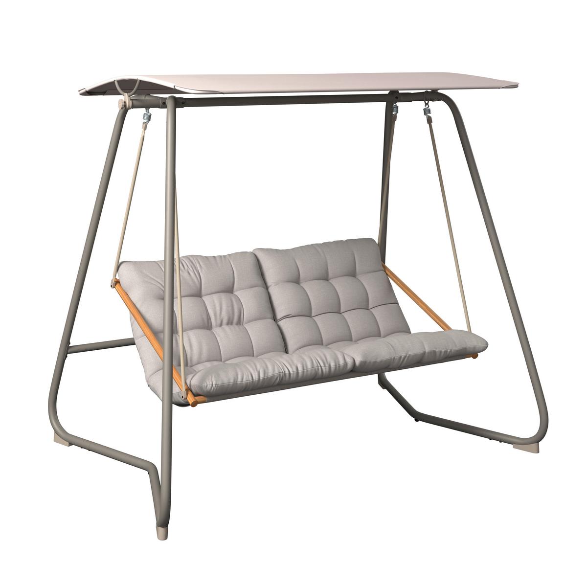 Balansoar Carina - gri deschis/kaki, Modern, metal/textil (214/154/202cm) - Mömax