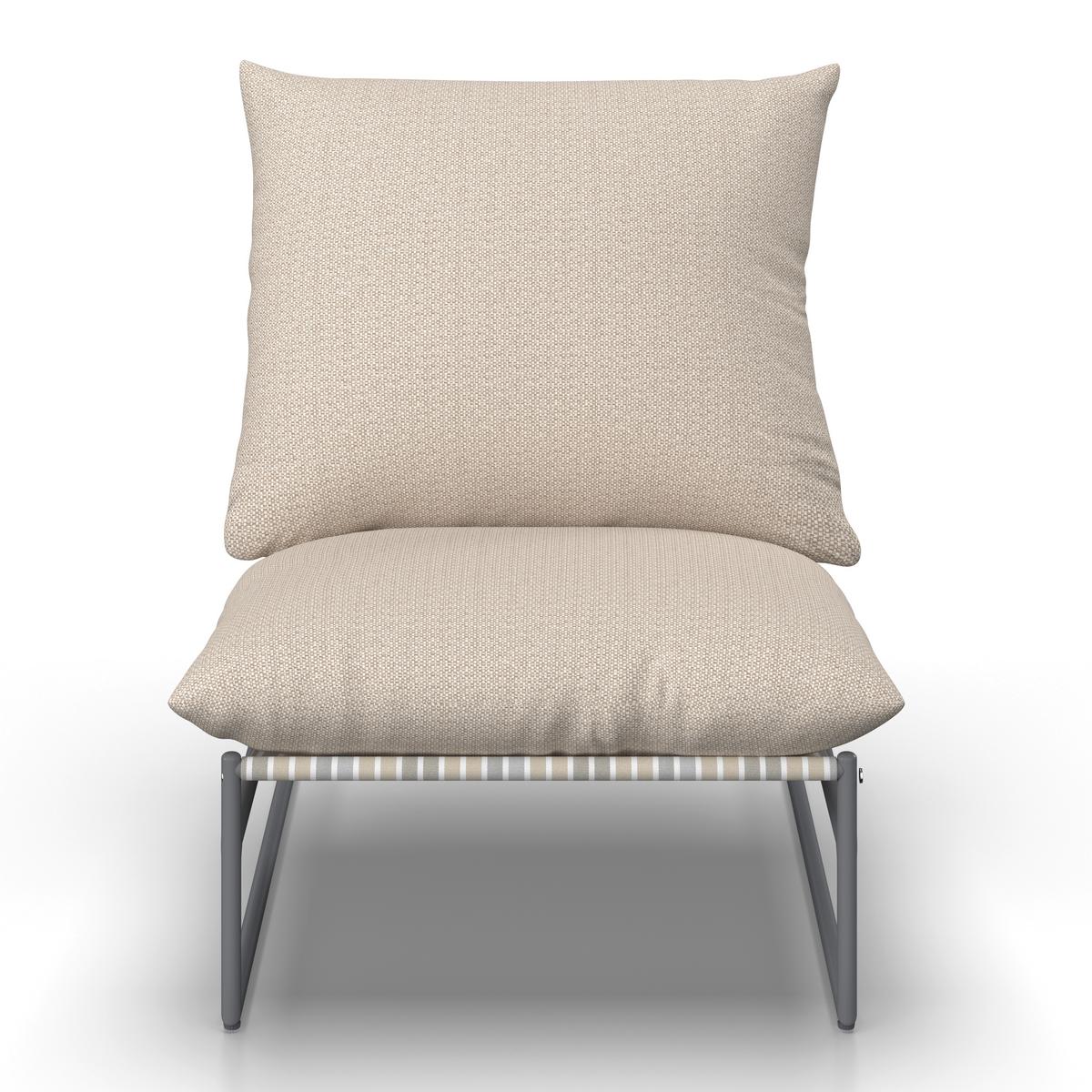 Loungegarnitur Lino creme Textil, Metall inkl. Abdeckung - Dunkelgrau/Multicolor, Modern, Glas/Textil - Bessagi Garden