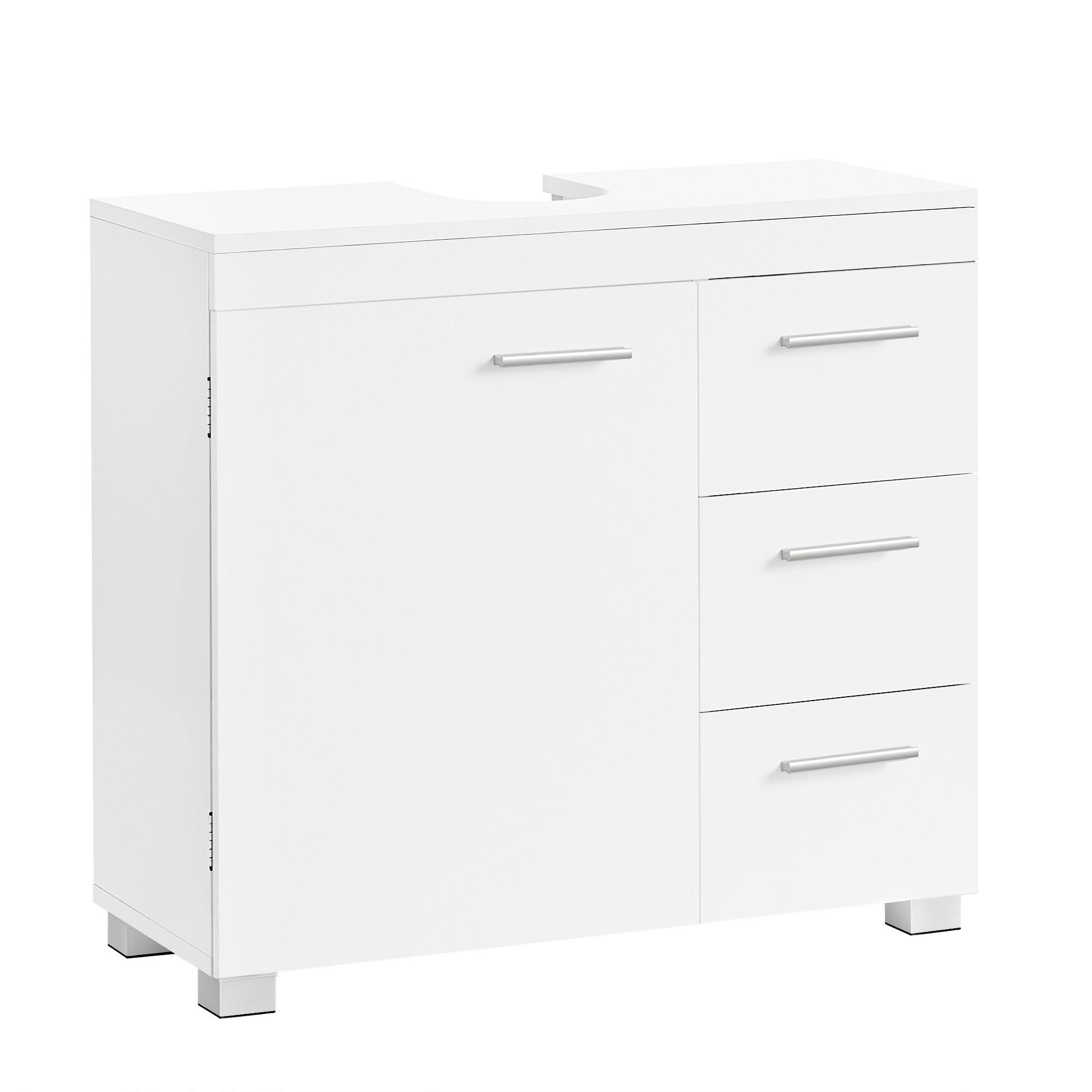 WASCHBECKENUNTERSCHRANK BBK503W10V2 - Silberfarben/Weiß, Trend, Holzwerkstoff/Kunststoff (70/64/30cm) - MID.YOU