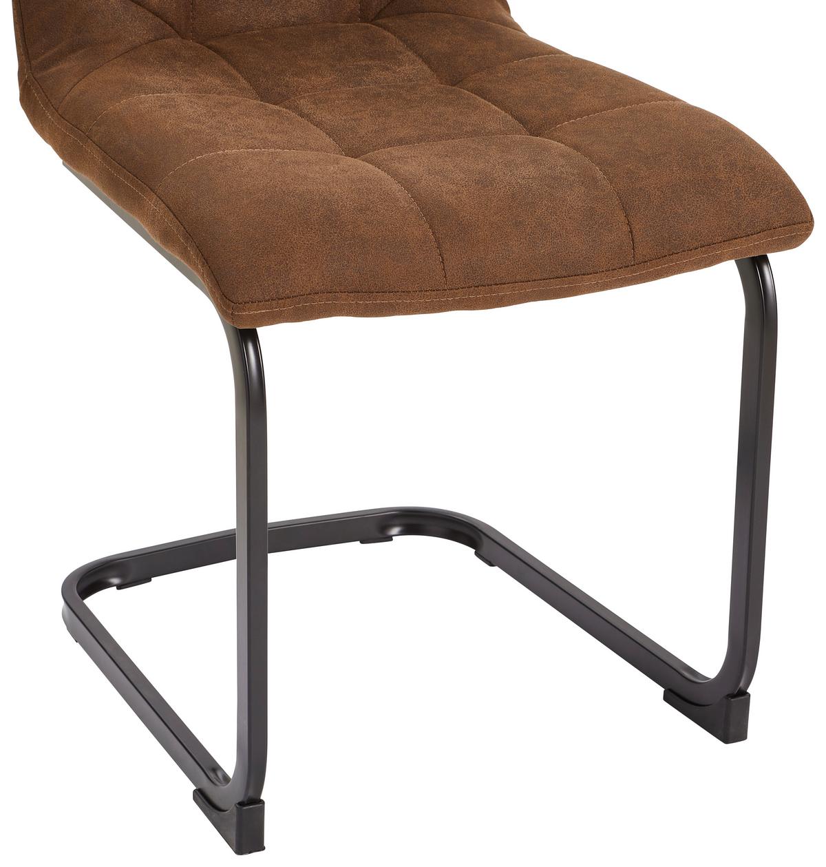 KRZESŁO NA PŁOZIE WERNER - czarny/szary, Basics, metal/tkanina (45/95/61cm) - MID.YOU