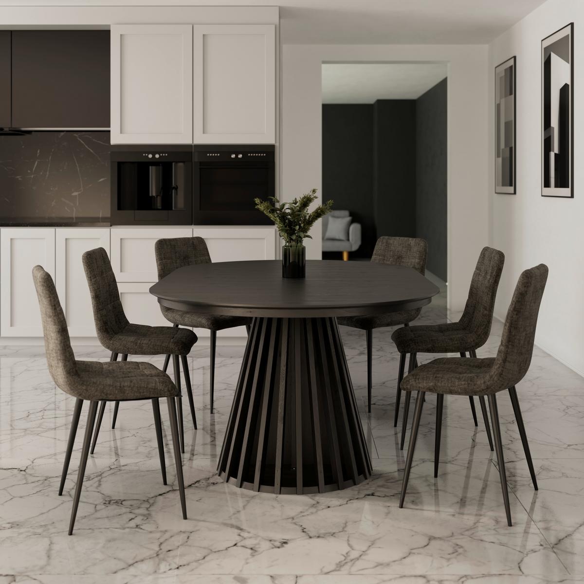 Stuhl Mino Grau Webstoff Gepolstert - Schwarz/Grau, MODERN, Holz/Textil (46/88/54cm) - Bessagi Home