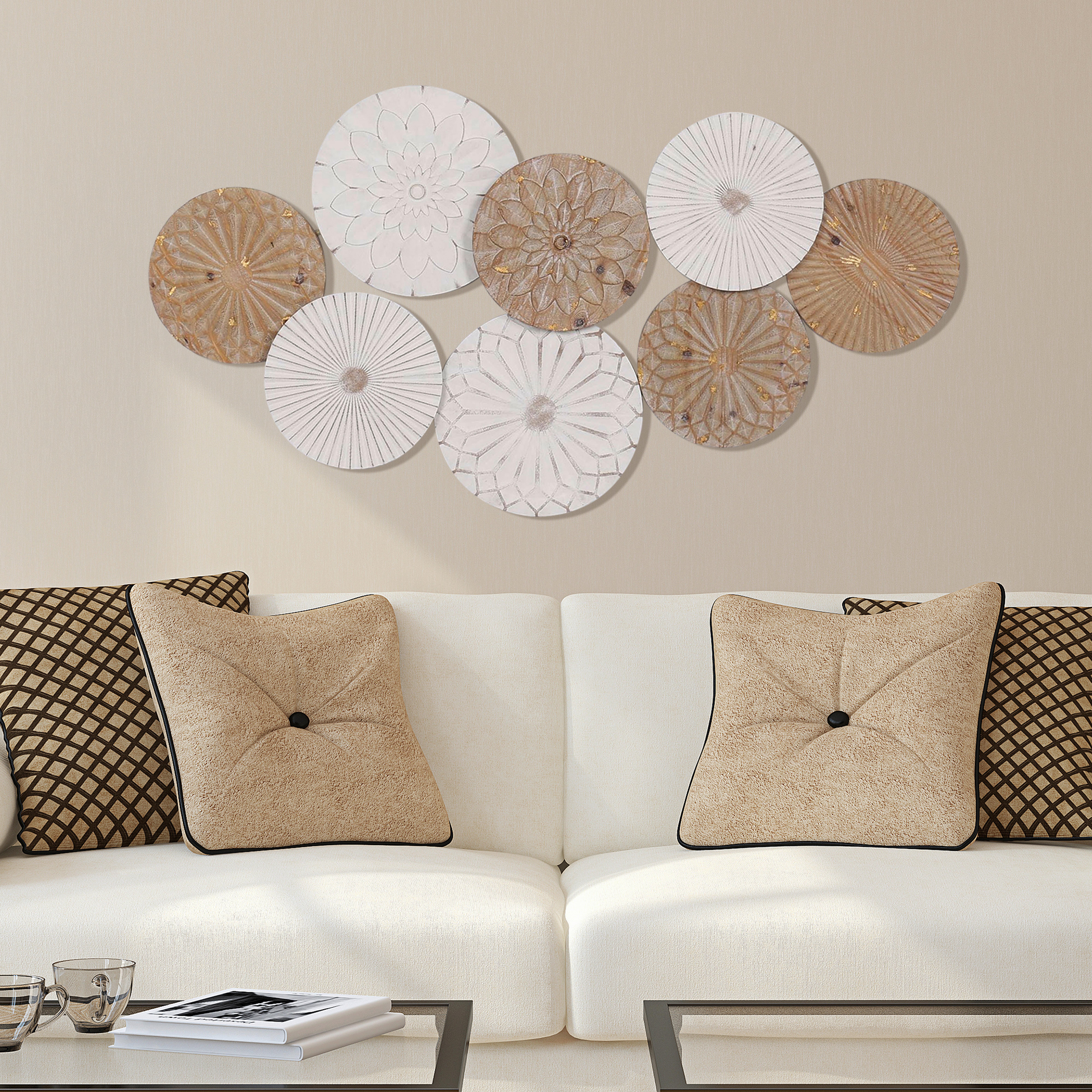 Wanddeko Ornament Naturfarben/Weiß - Goldfarben/Naturfarben, LIFESTYLE, Holz/Holzwerkstoff (109/58/4,5cm) - Mömax
