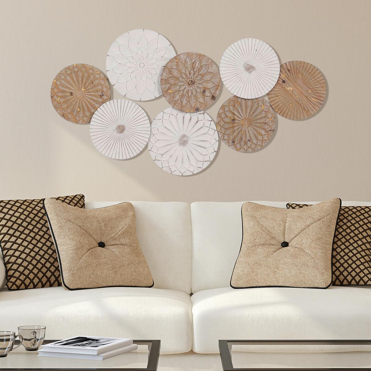 Decorațiune de perete ORNAMENT - alb/auriu, Lifestyle, lemn/metal (109/58/4,5cm) - Mömax