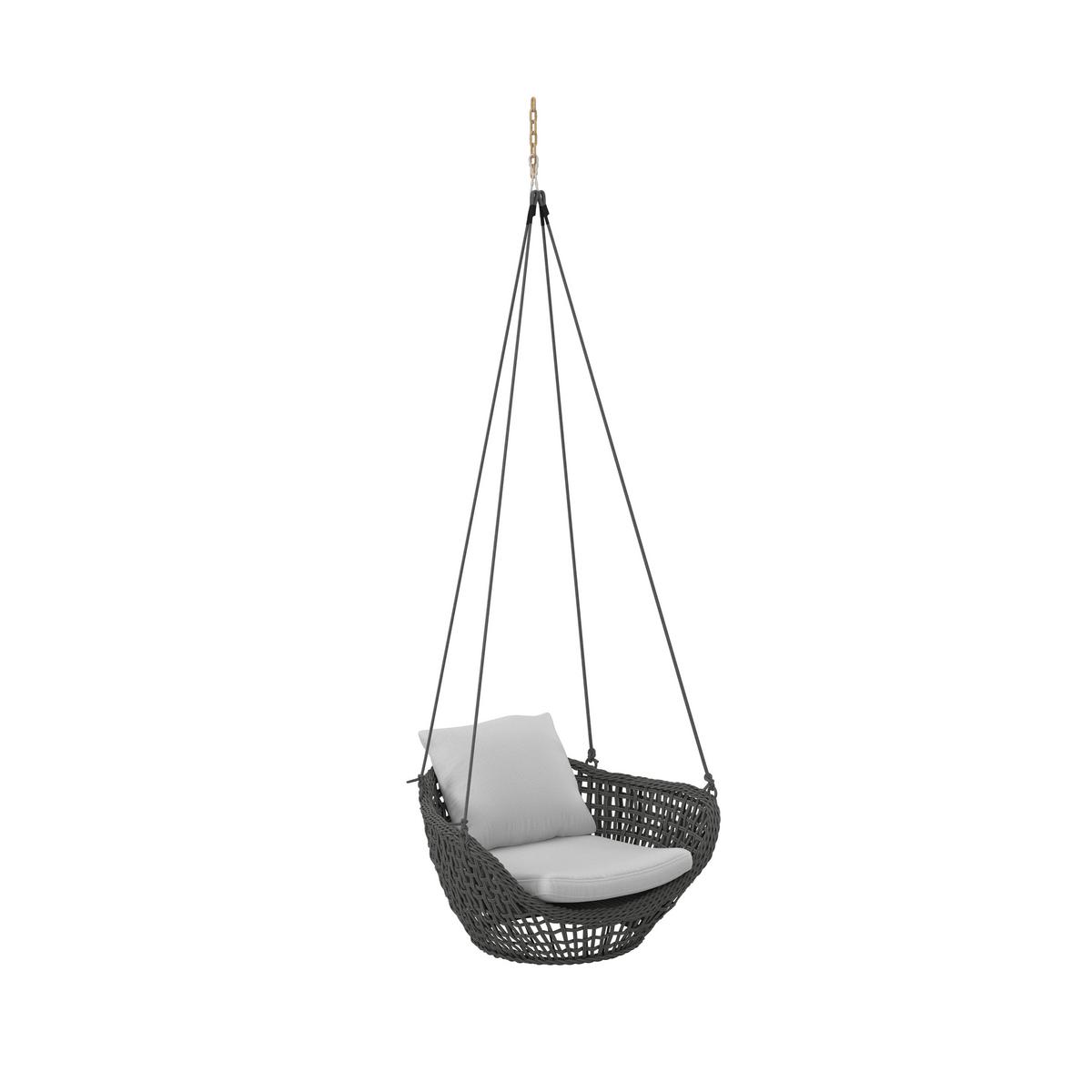 Hängesessel Elodie Grau Kunststoff/Outdoorstoff - Dunkelgrau/Hellgrau, MODERN, Kunststoff/Textil (83/73/48cm) - Bessagi Garden