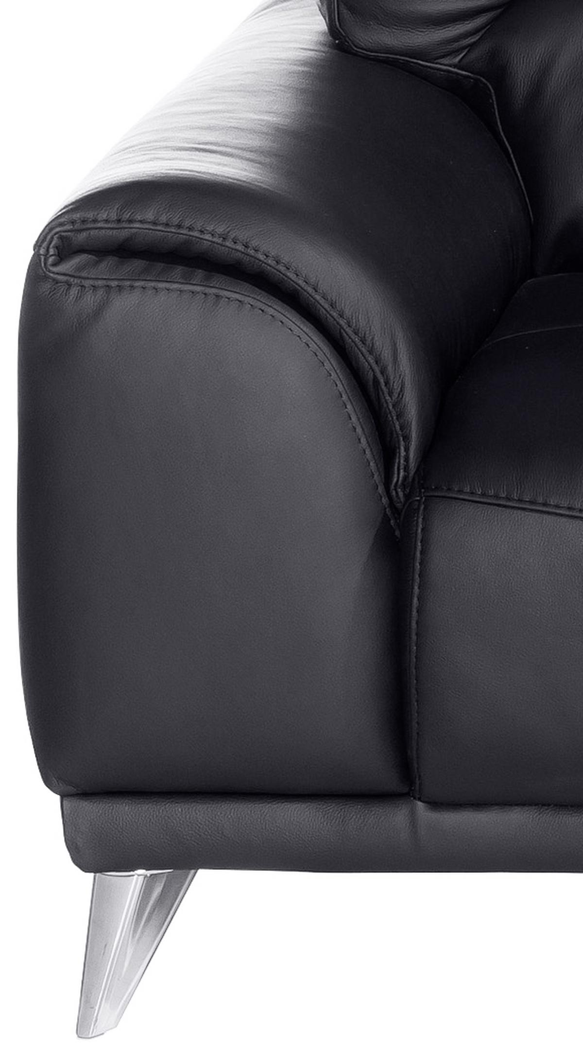 Dreisitzer-Sofa "Frisco" , schwarz - Chromfarben/Schwarz, MODERN, Textil/Metall (210/92/96cm) - MID.YOU