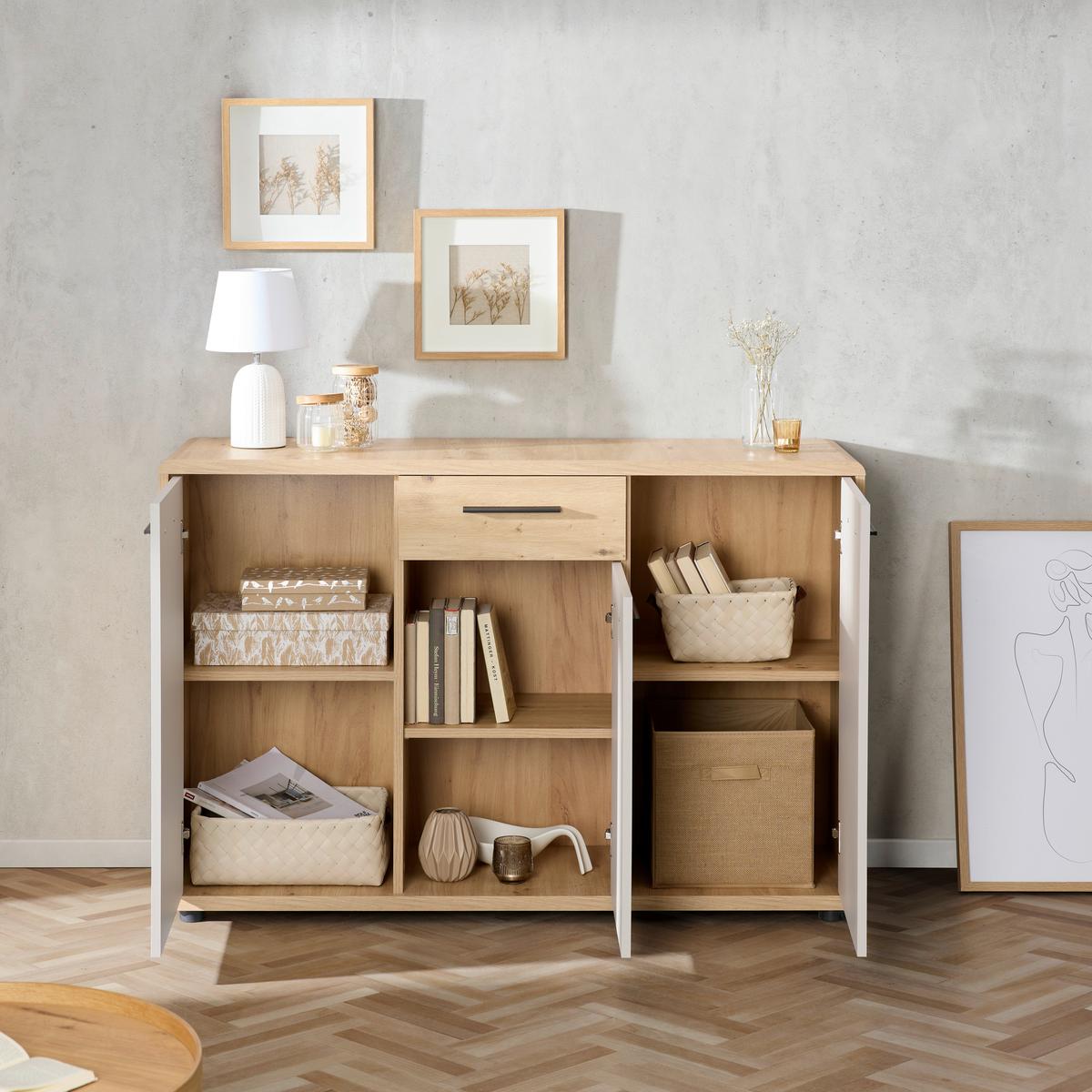 Comodă FONTANA PLUS - cașmir/stejar Artisan, Modern, material pe bază de lemn (132/87/40cm) - Modern Living