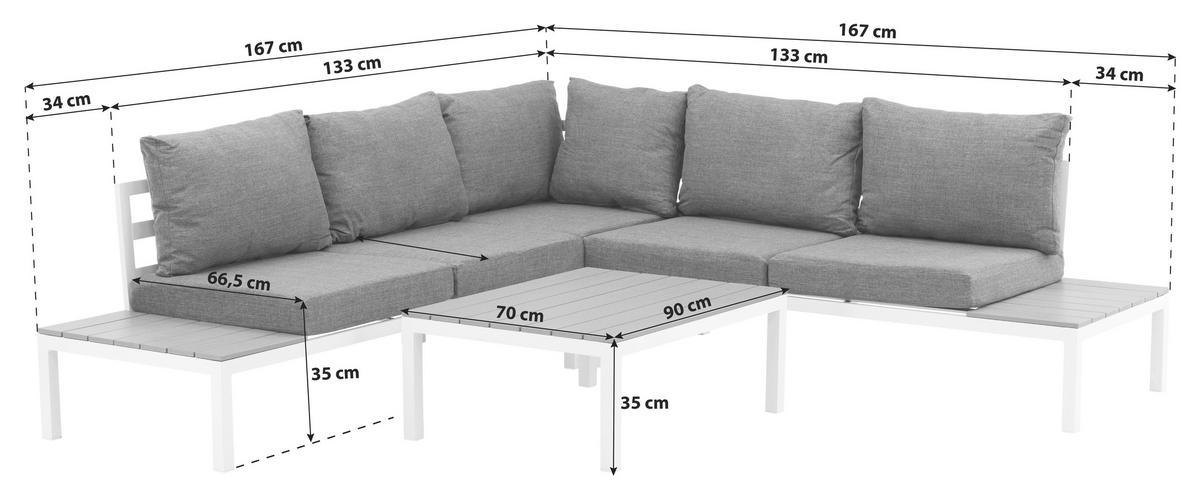 Loungegarnitur Odense ca. 133x167 cm Schwarz - Schwarz, KONVENTIONELL, Metall (133/167cm) - Gardenson