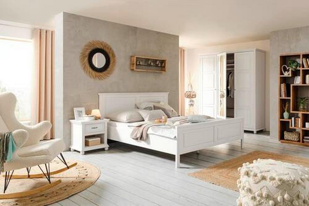 lit in Weiss ca. 180x200cm - blanc, Romantik / Landhaus, bois (180/200cm) - Zandiara