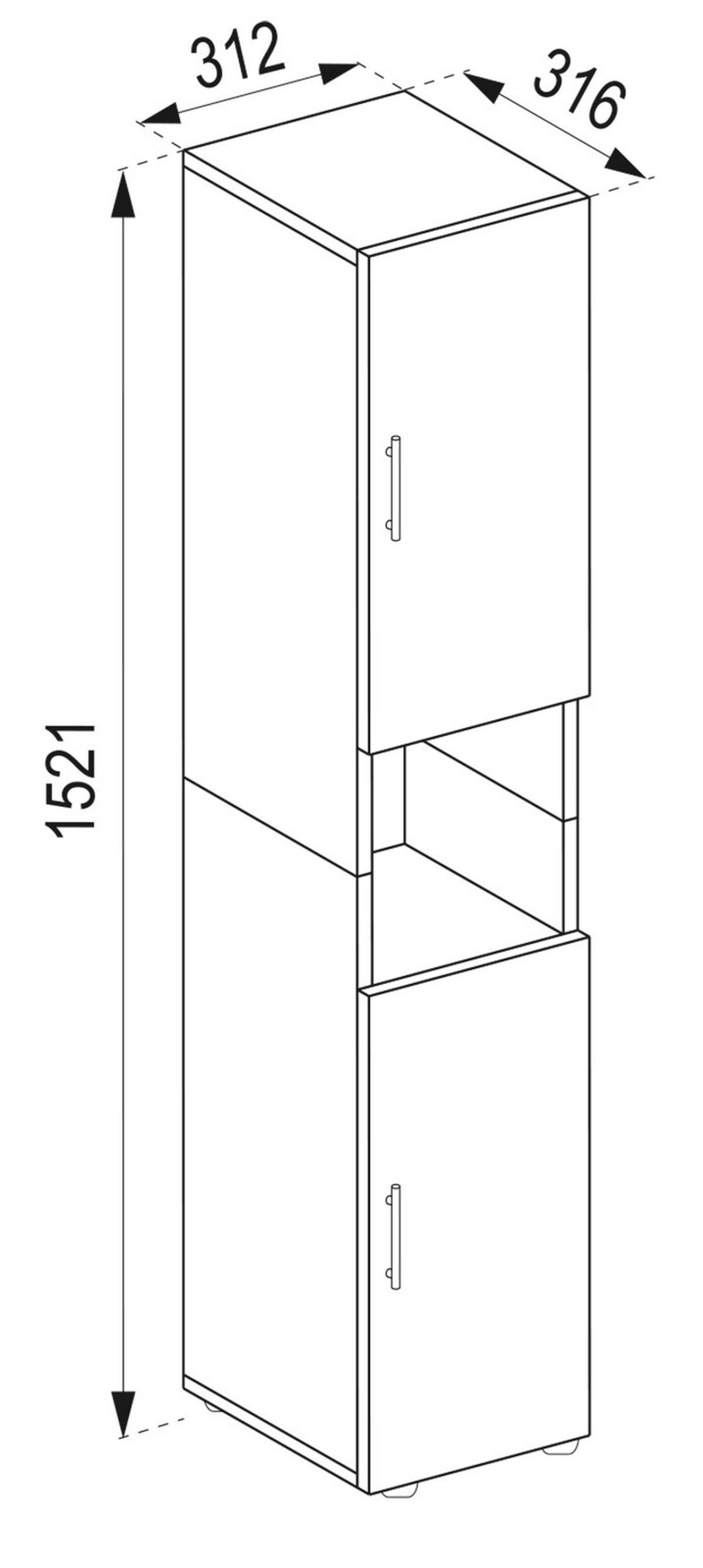 Hochschrank Flandu ca. 31x160 cm Honigeiche/Anthr - Honigeiche/Schwarz, MODERN, Holzwerkstoff/Kunststoff (31/160/30cm) - MID.YOU