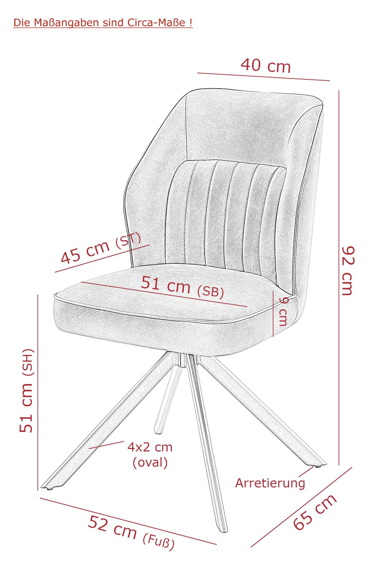 STUHL-SET PRIZZI S 2ER-SET - Cognac/Schwarz, MODERN, Textil/Metall (51/92/65cm) - MID.YOU