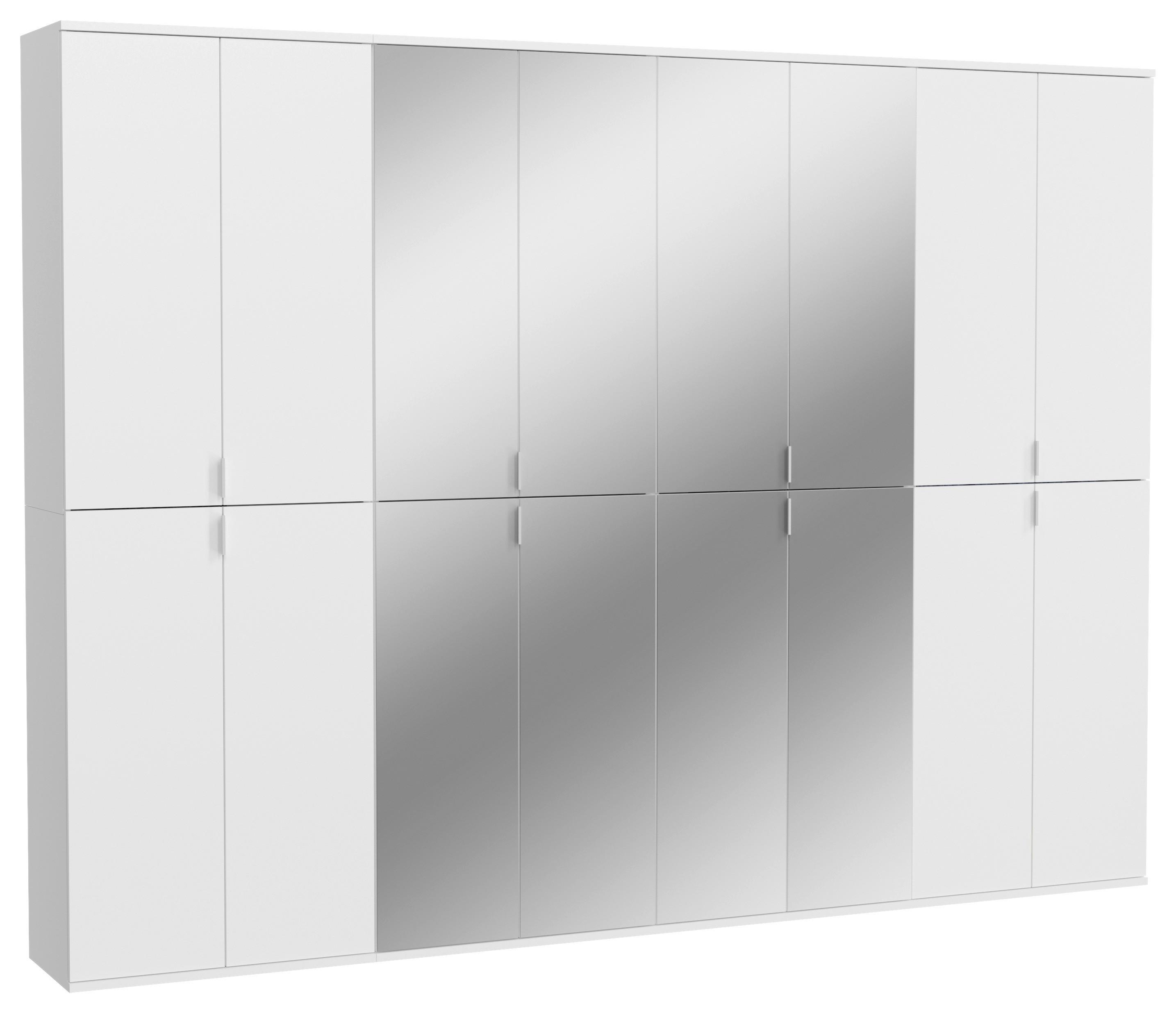 Drehtürenschrank Projekt X ca. 244x193 cm Weiß - Chromfarben/Weiß Hochglanz, MODERN, Glas/Holzwerkstoff (244/193/34cm) - MID.YOU