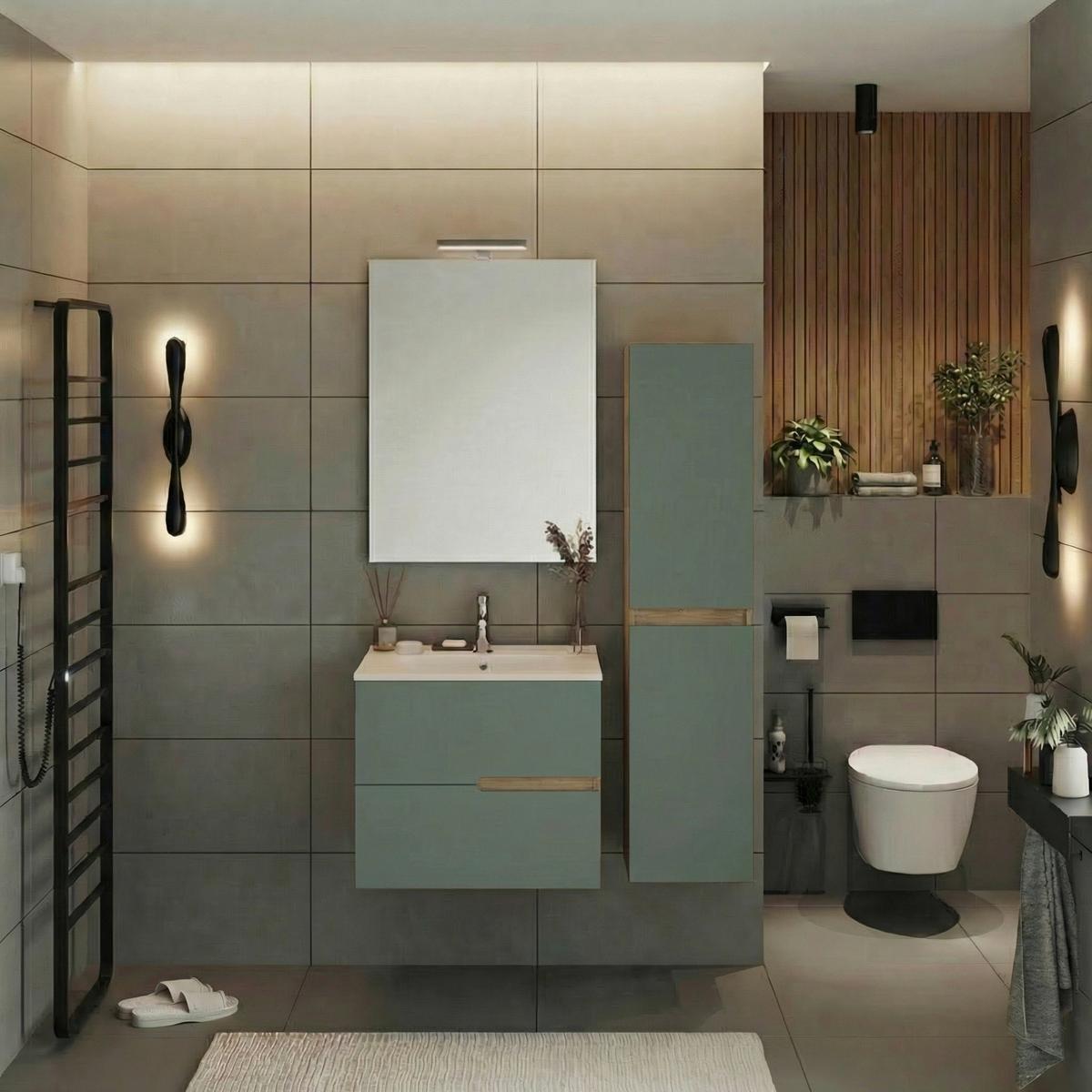 Bază pentru lavoar Eva - stejar sălbatic, Modern, material pe bază de lemn (60/51/46cm)