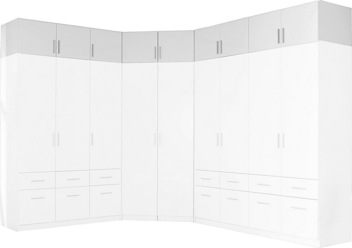 Dulap auxiliar superior Celle - alb/alb lucios intens, Modern, lemn (136/40/54cm)