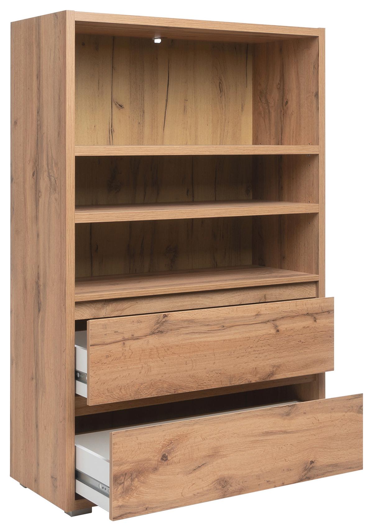 Regal Image, Barva Hrasta - srebrne barve/barve hrasta, Konvencionalno, leseni material (85/131/37cm) - MID.YOU