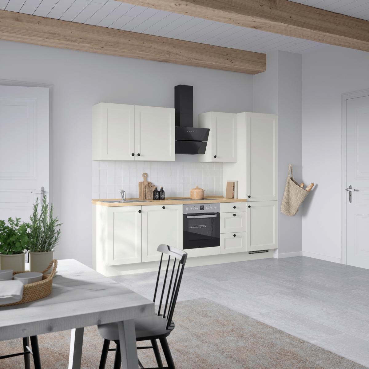 Küchenblock Cascada High m. Geräten Weiß - Eichefarben/Schwarz, MODERN, Holzwerkstoff/Metall (270cm) - Nobilia