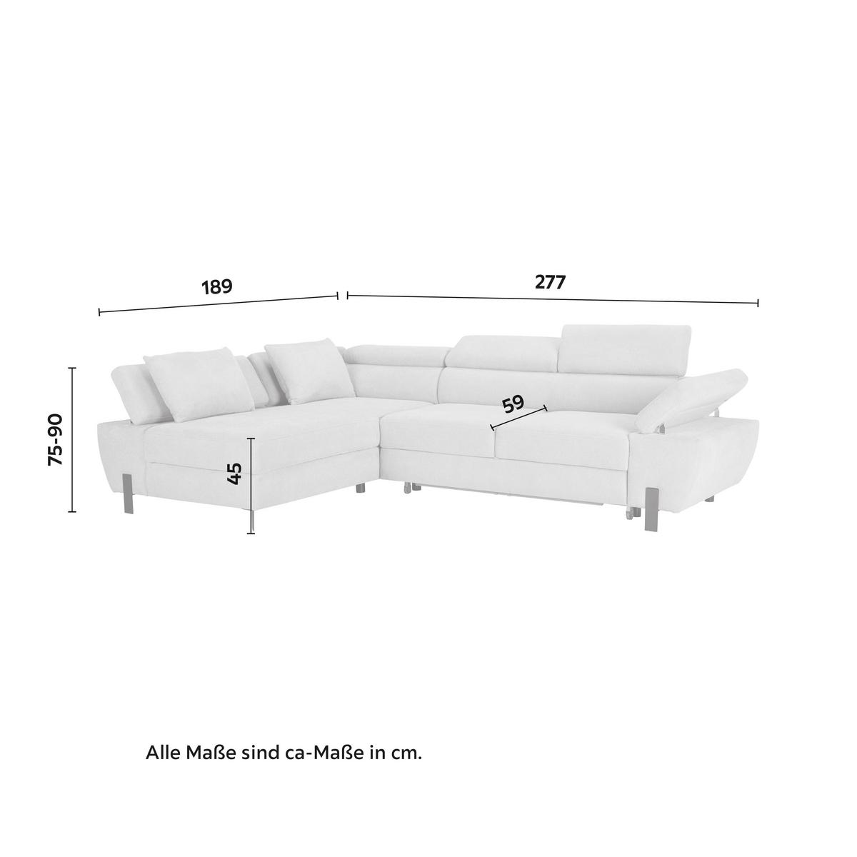 Ecksofa Molina Mini Taupe - Taupe/Schwarz, MODERN, Textil/Metall (189/277cm) - Mömax