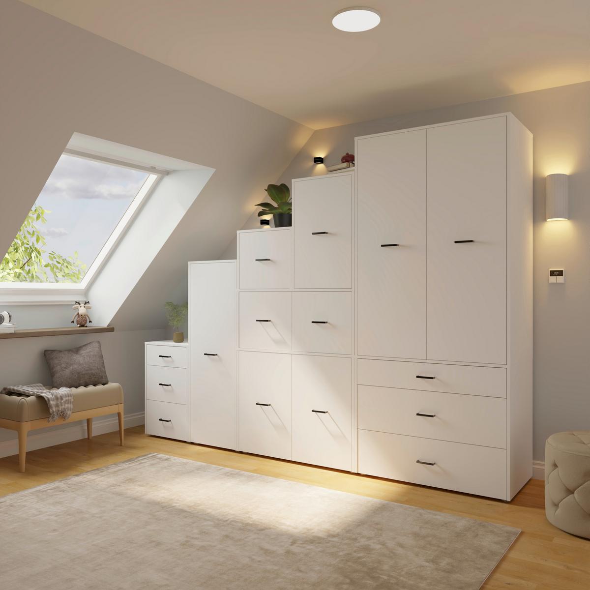 Aufsatzschrank Kivo Weiß - Schwarz/Weiß, MODERN, Holzwerkstoff/Kunststoff (90/39,8/52,1cm) - Based