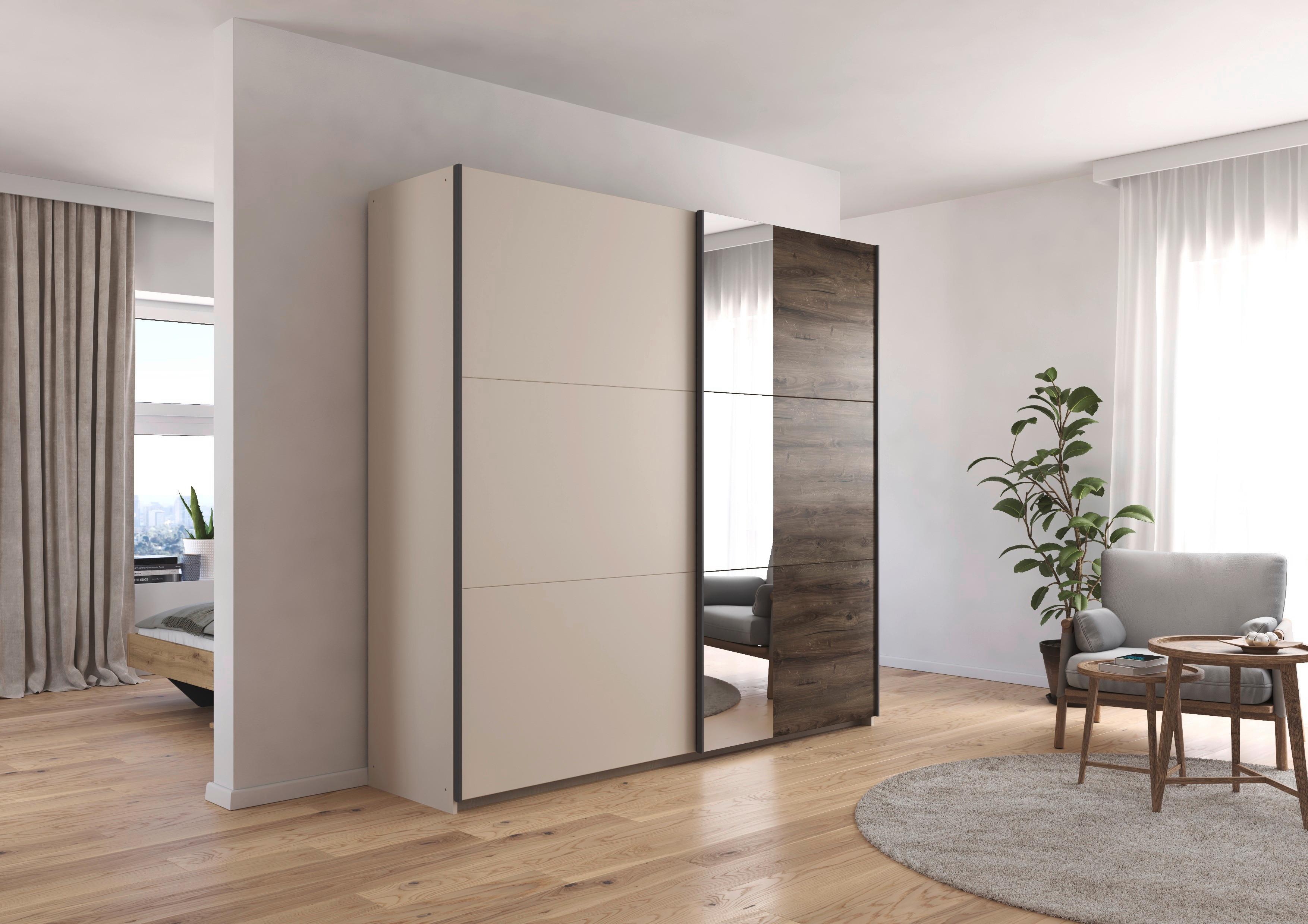 DULAP USI CULISANTE SAJO - străveziu/stejar închis la culoare, Trend, material pe bază de lemn (261/210/59cm) - Premium Living