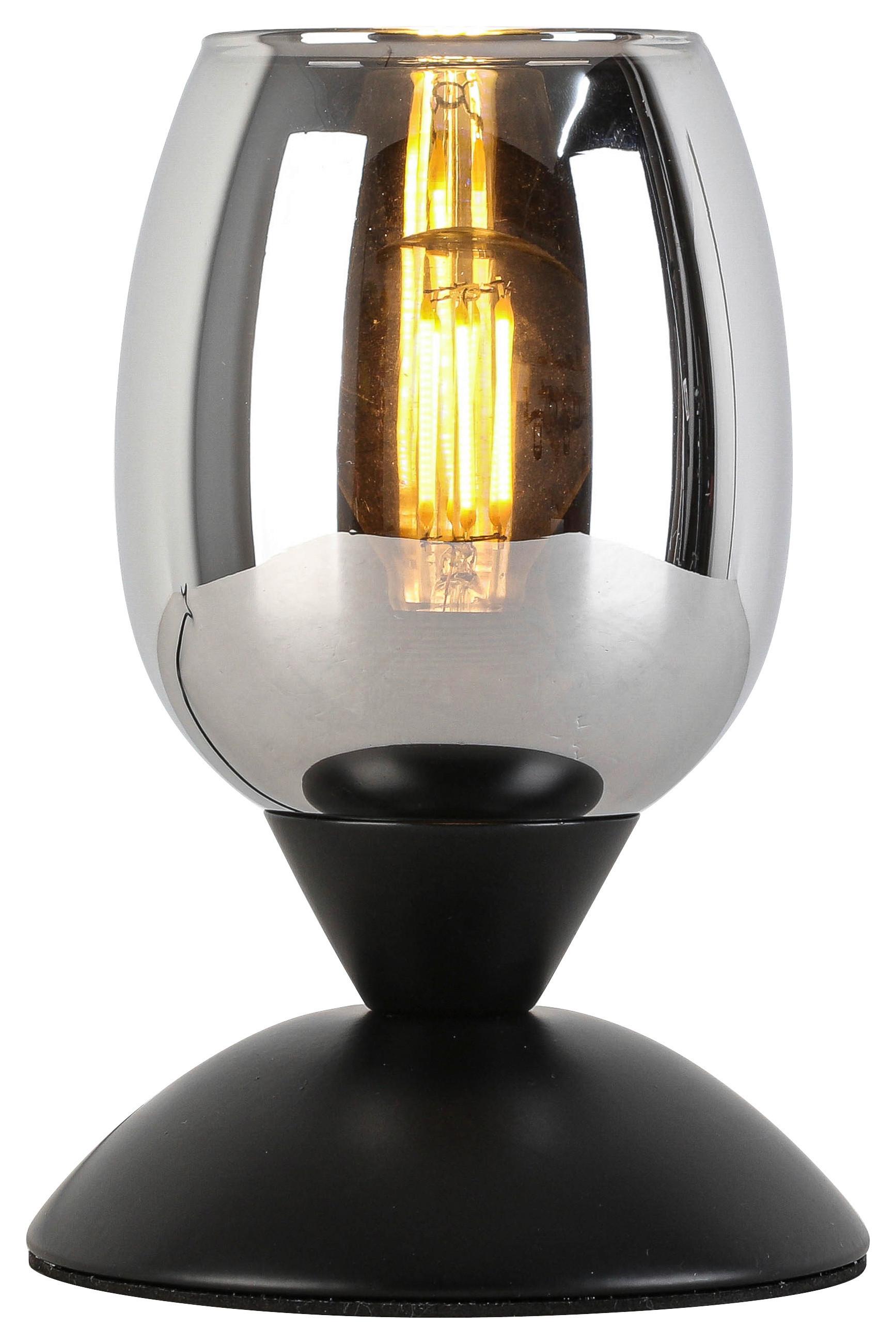 TISCHLEUCHTE BLACKO - Chromfarben/Schwarz, MODERN, Glas/Metall (12,5/18cm) - Modern Living