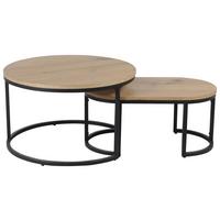 ZESTAW STOLIKÓW KAWOWYCH TROPEA -EXKLUSIV- - kolor dębowy/czarny, Konventionell, materiał drewnopochodny/metal (70/70/42cm) - Stylife