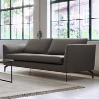 Sofa grau, "Bella", Leder - Schwarz/Grau, Modern, Leder/Holz (157/78/90cm) - Bessagi Home