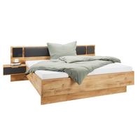 Bettanlage in Grau/Eichefarben ca. 180x200cm - Eichefarben/Graphitfarben, KONVENTIONELL, Holzwerkstoff/Textil (180/200cm) - Mömax