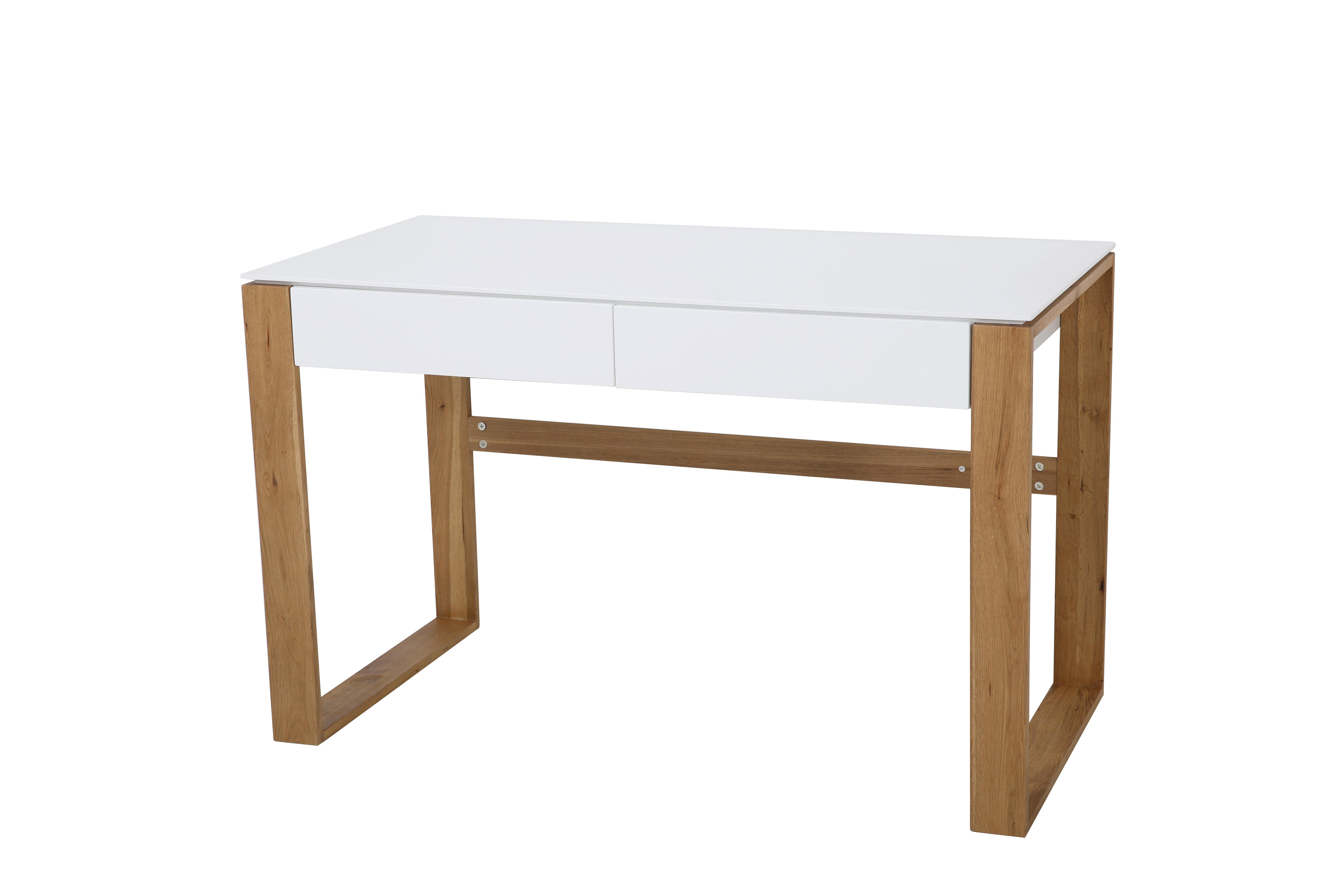 Schreibtisch Weiß/Eichefarben - Naturfarben/Weiß, Design, Holz/Holzwerkstoff (120/60/75cm) - Livetastic