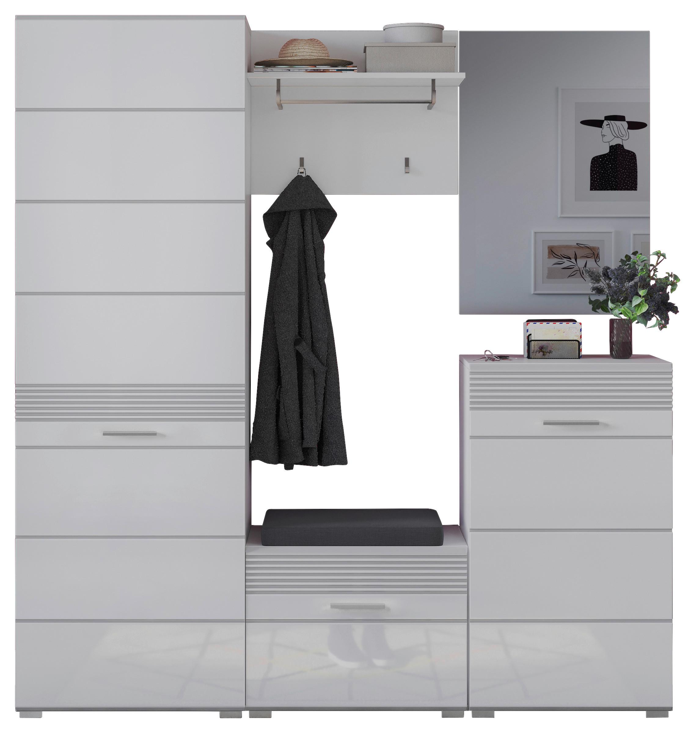 Predsobna Omara Linus, 5-Delna V Beli Barvi - bela/visoki sijaj, Design, tekstil/leseni material (170/190/37cm) - Carryhome